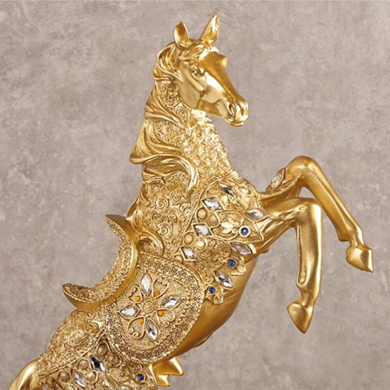 Goldenes Pferd Ornament – Harz Tier Design – Wohnzimmer Dekoration