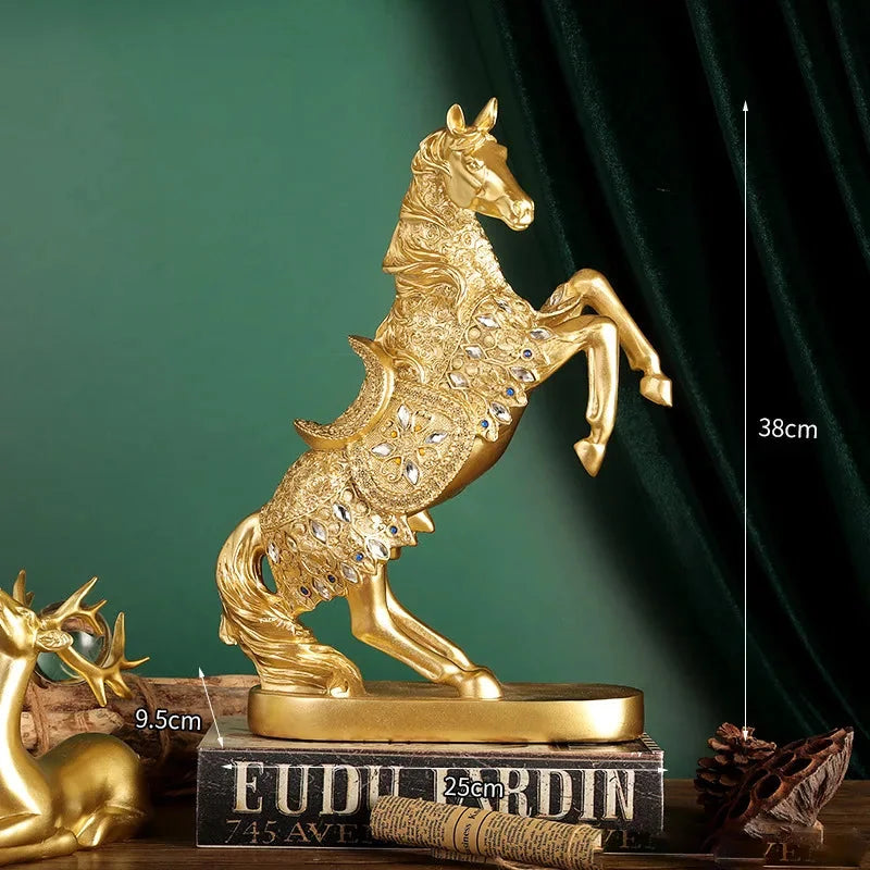 Goldenes Pferd Ornament – Harz Tier Design – Wohnzimmer Dekoration