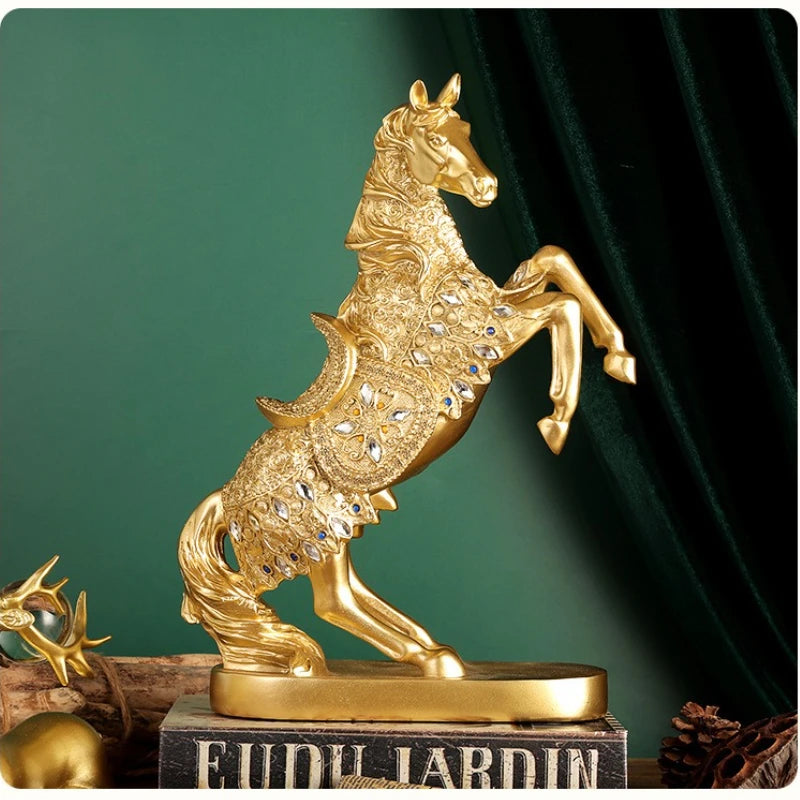 Goldenes Pferd Ornament – Harz Tier Design – Wohnzimmer Dekoration