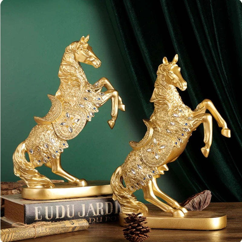 Goldenes Pferd Ornament – Harz Tier Design – Wohnzimmer Dekoration