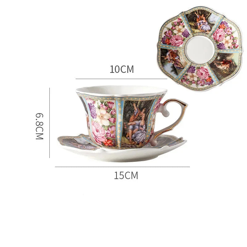 Goldgesäumte Porzellantasse – Western Stil mit Tablett