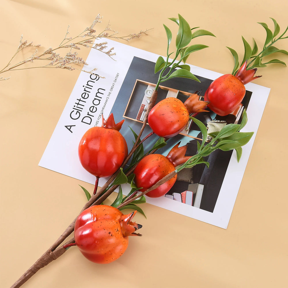 Granatapfelzweig Deko – Seide & Schaum – 60 cm für Innen