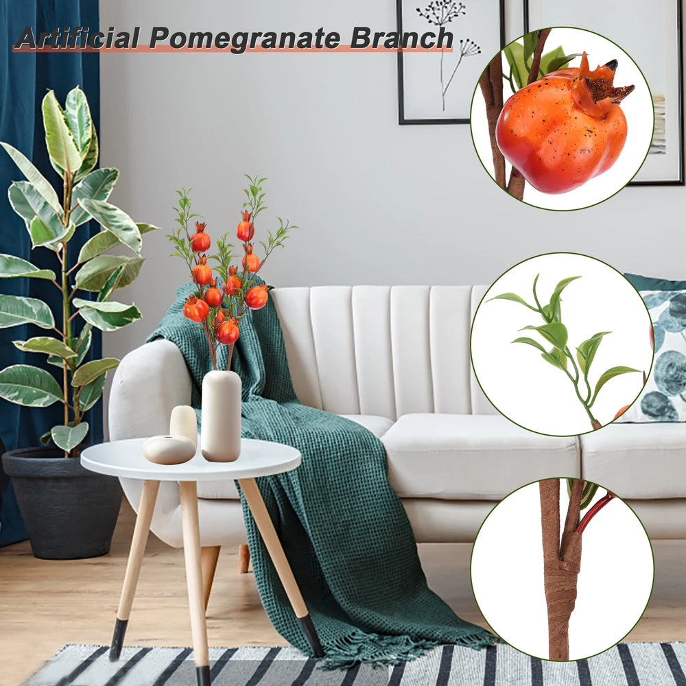 Granatapfelzweig Deko – Seide & Schaum – 60 cm für Innen