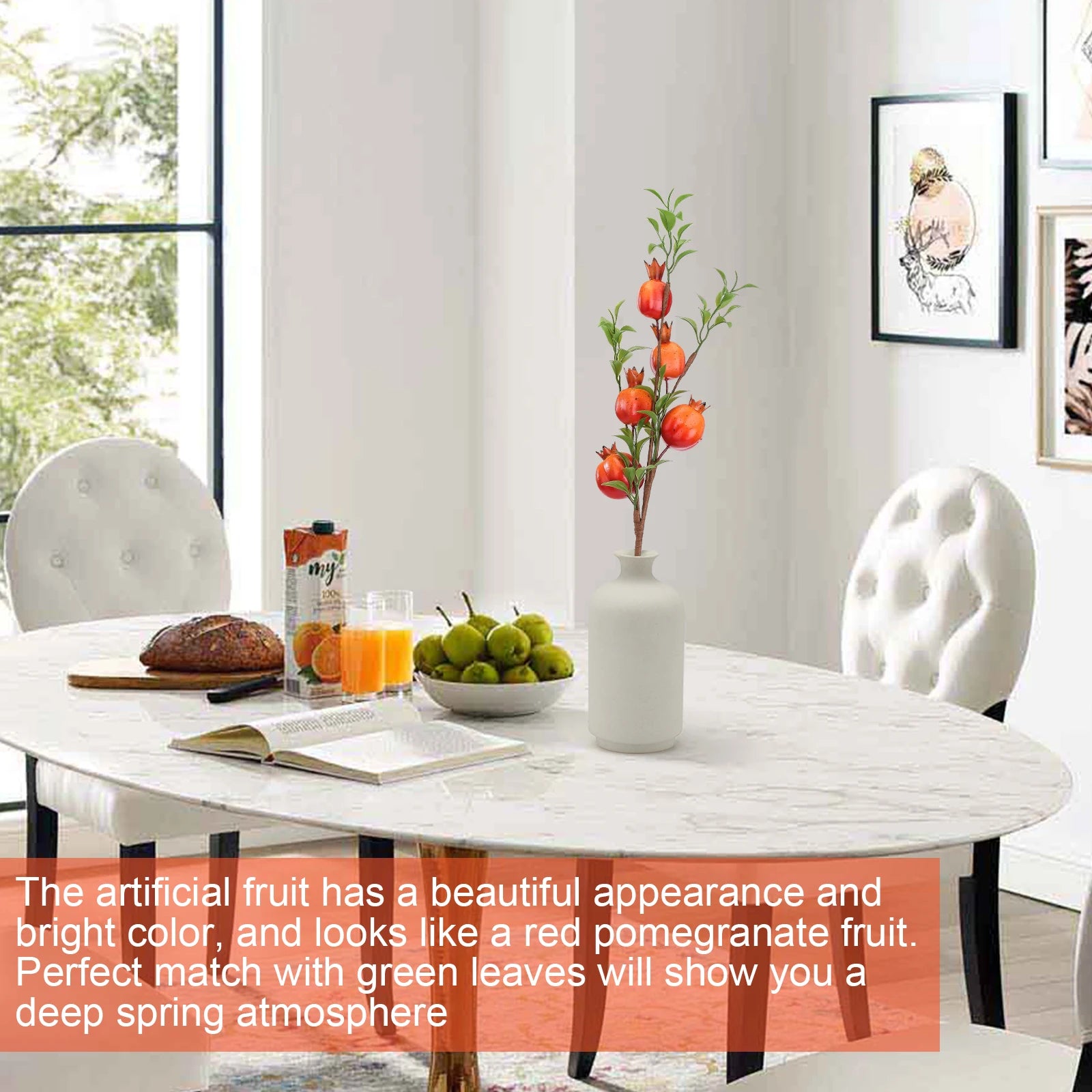 Granatapfelzweig Deko – Seide & Schaum – 60 cm für Innen