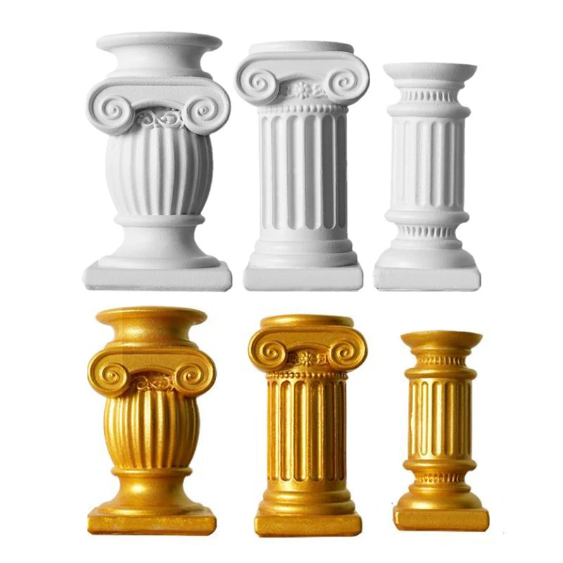 Griechischer Säulen Kerzenhalter – Polyresin Design – Wohndeko