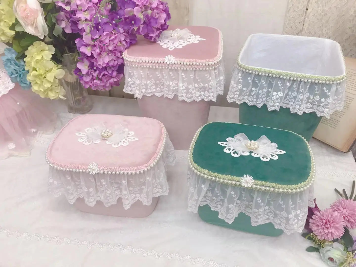 Grosser Aufbewahrungskorb – Rosa Spitzen Design – Mädchenzimmer