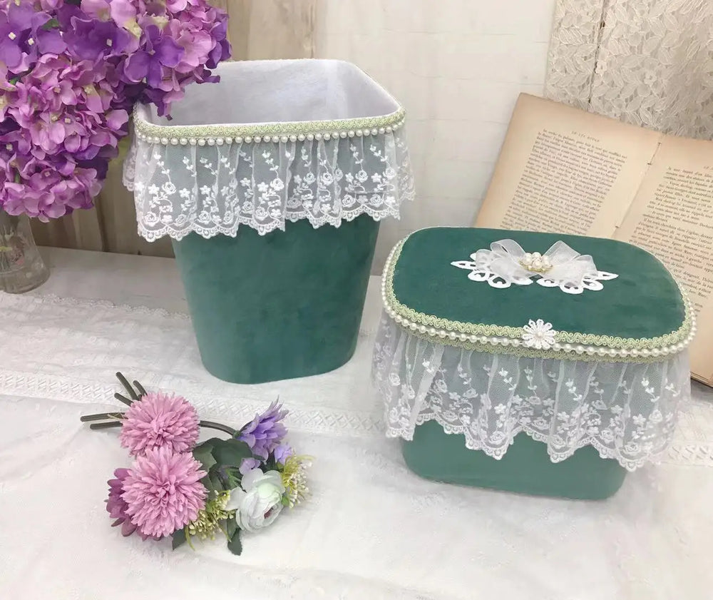 Grosser Aufbewahrungskorb – Rosa Spitzen Design – Mädchenzimmer