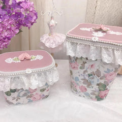 Grosser Aufbewahrungskorb – Rosa Spitzen Design – Mädchenzimmer