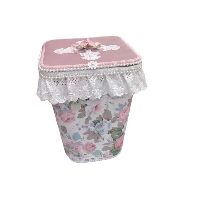 Grosser Aufbewahrungskorb – Rosa Spitzen Design – Mädchenzimmer