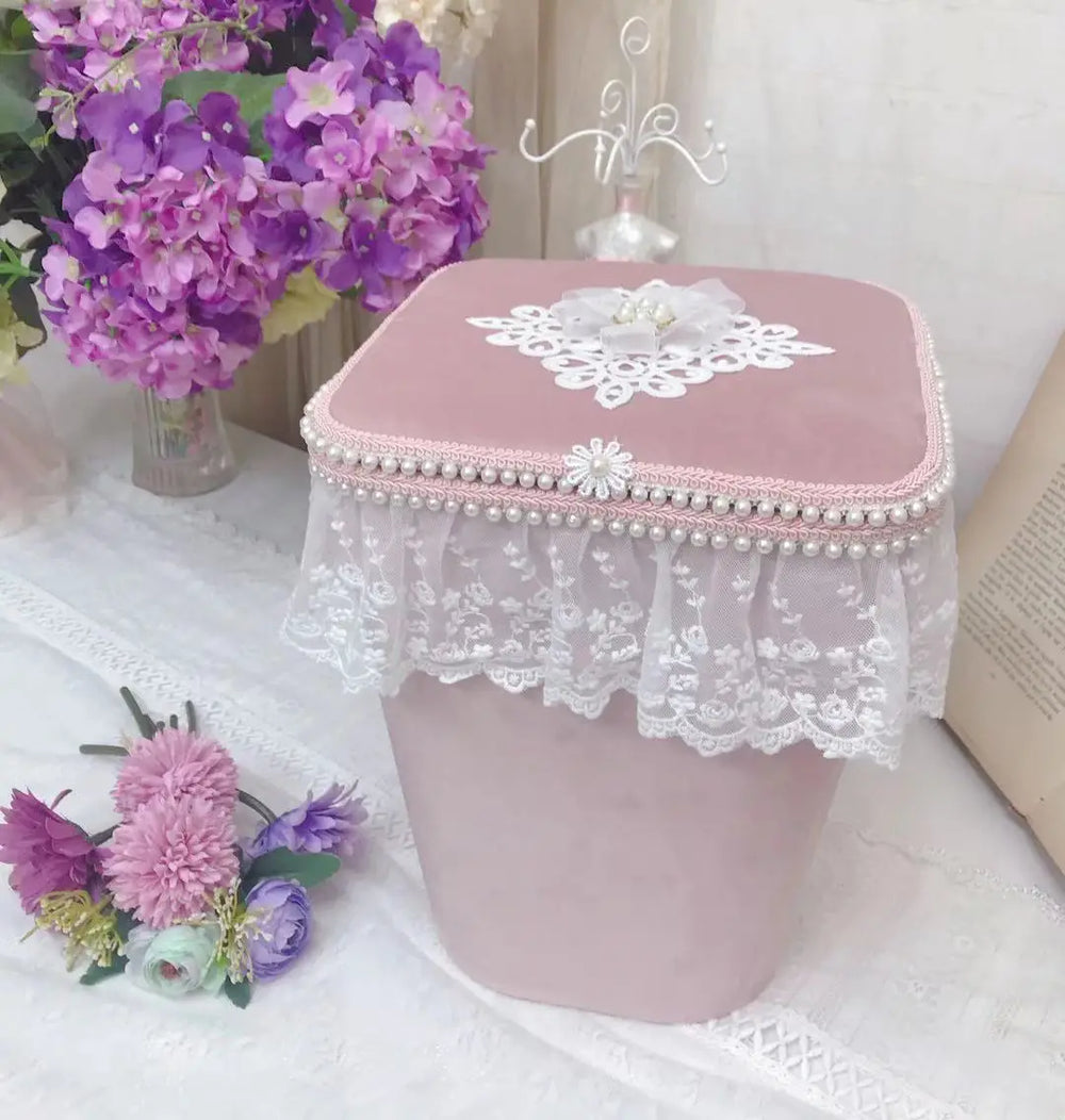 Grosser Aufbewahrungskorb – Rosa Spitzen Design – Mädchenzimmer