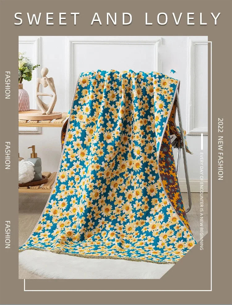 Grosses Baumwoll-Badetuch – Gauze-Quasten-Design 80x160 cm