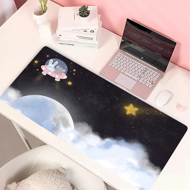 grosses rechteckiges Gaming-Mauspad mit Cartoon-Design aus grünem Gummi, Grösse: 900x400x2 mm, rutschfest und wasserfest