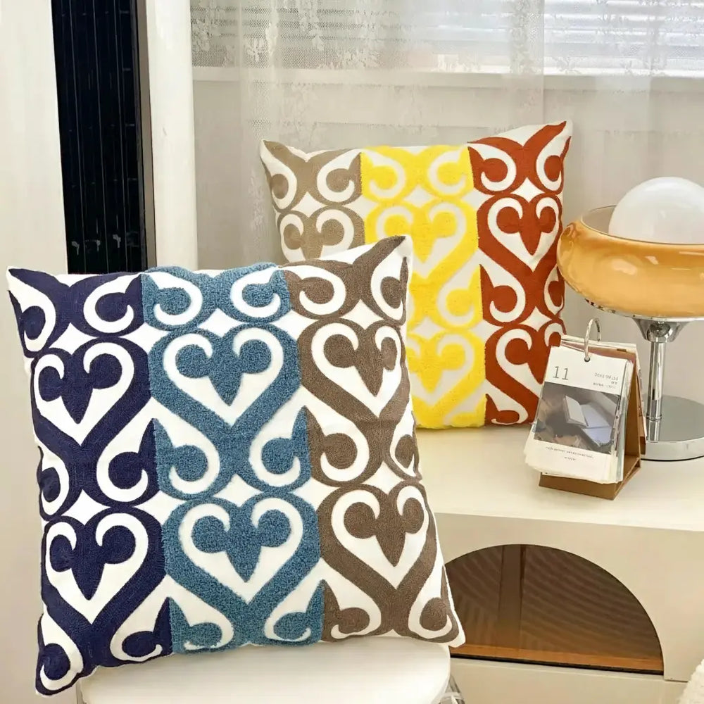 Grüne Blatt Stickerei Kissenbezug – Modernes Baumwolle 45x45cm