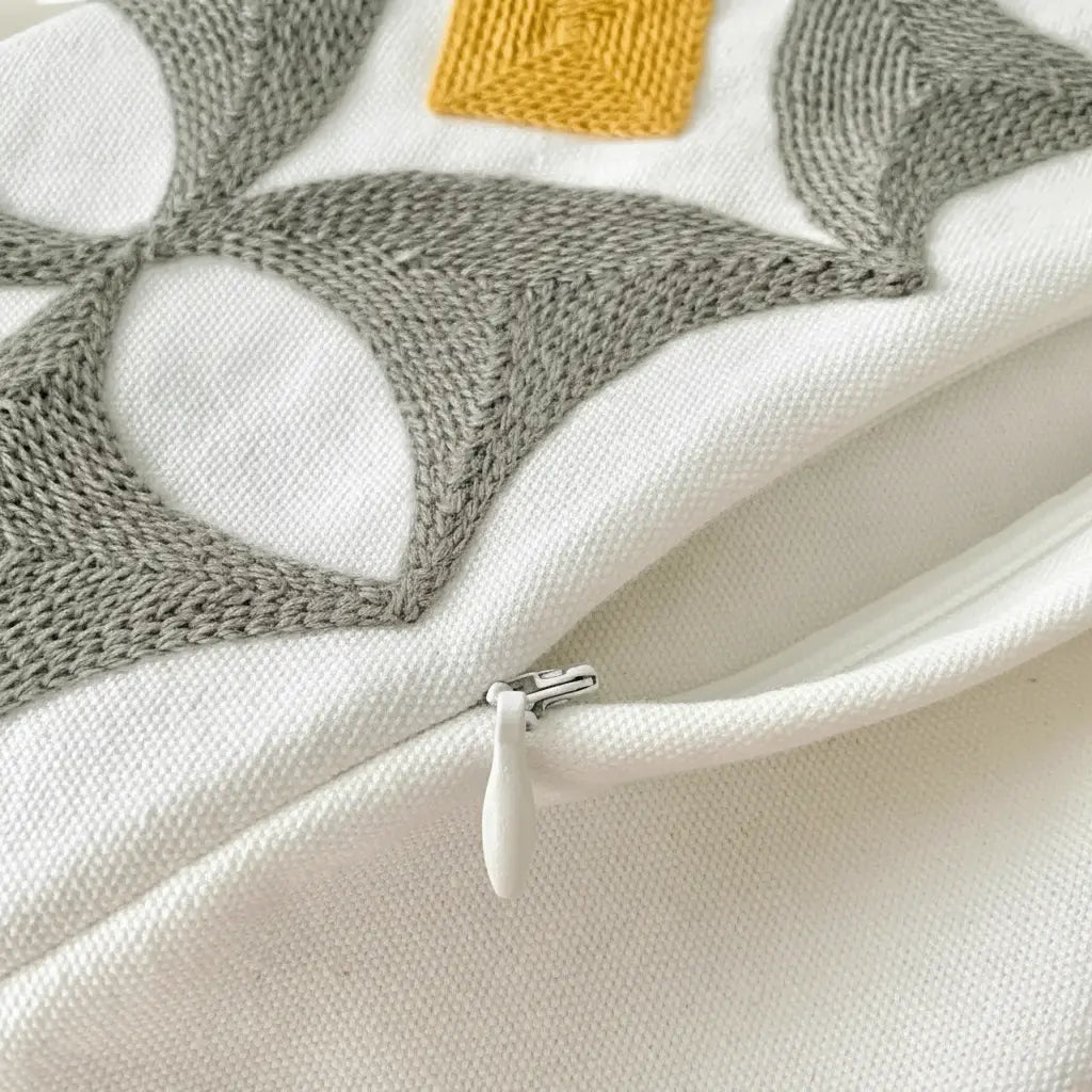 Grüne Blatt Stickerei Kissenbezug – Modernes Baumwolle 45x45cm