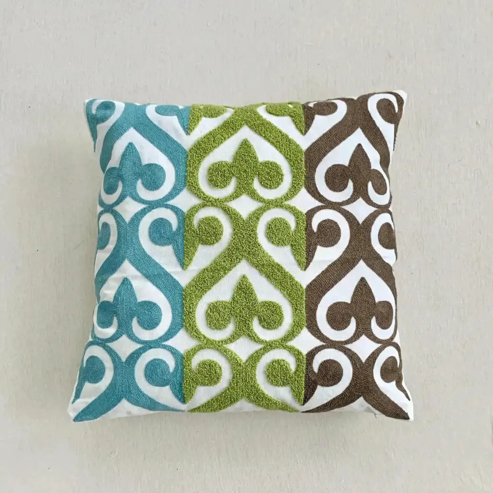 Grüne Blatt Stickerei Kissenbezug – Modernes Baumwolle 45x45cm