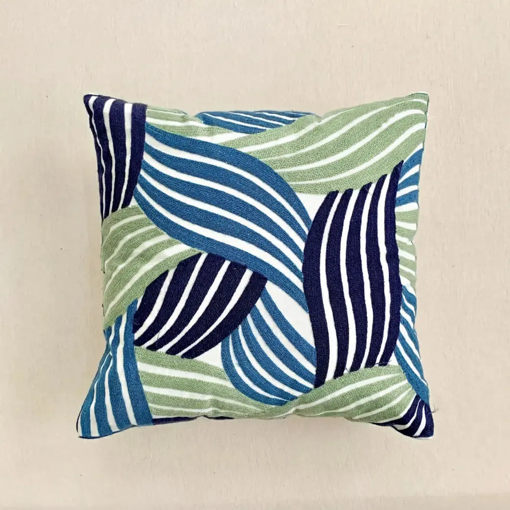Grüne Blatt Stickerei Kissenbezug – Modernes Baumwolle 45x45cm