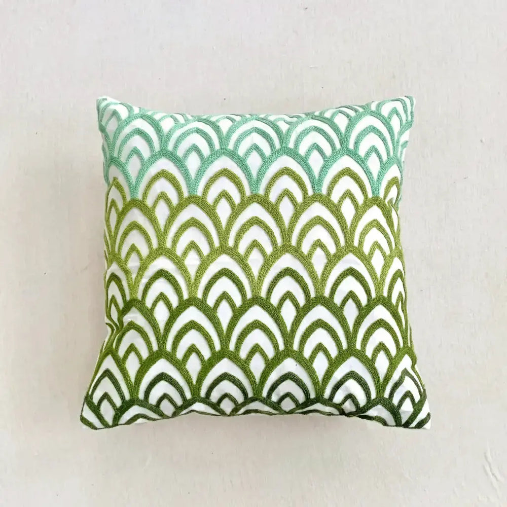 Grüne Blatt Stickerei Kissenbezug – Modernes Baumwolle 45x45cm