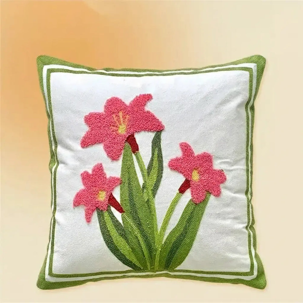 Grüne Blatt Stickerei Kissenbezug – Modernes Baumwolle 45x45cm