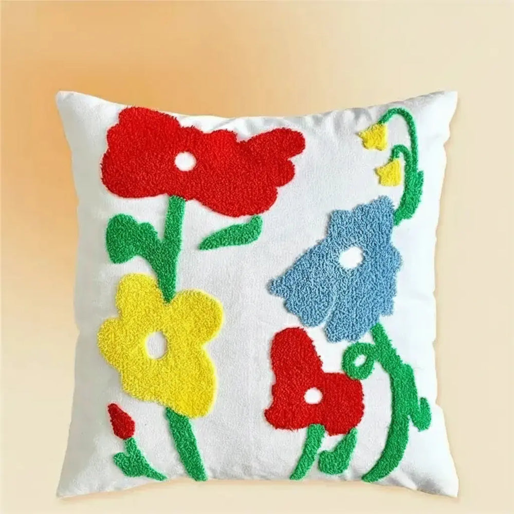 Grüne Blatt Stickerei Kissenbezug – Modernes Baumwolle 45x45cm