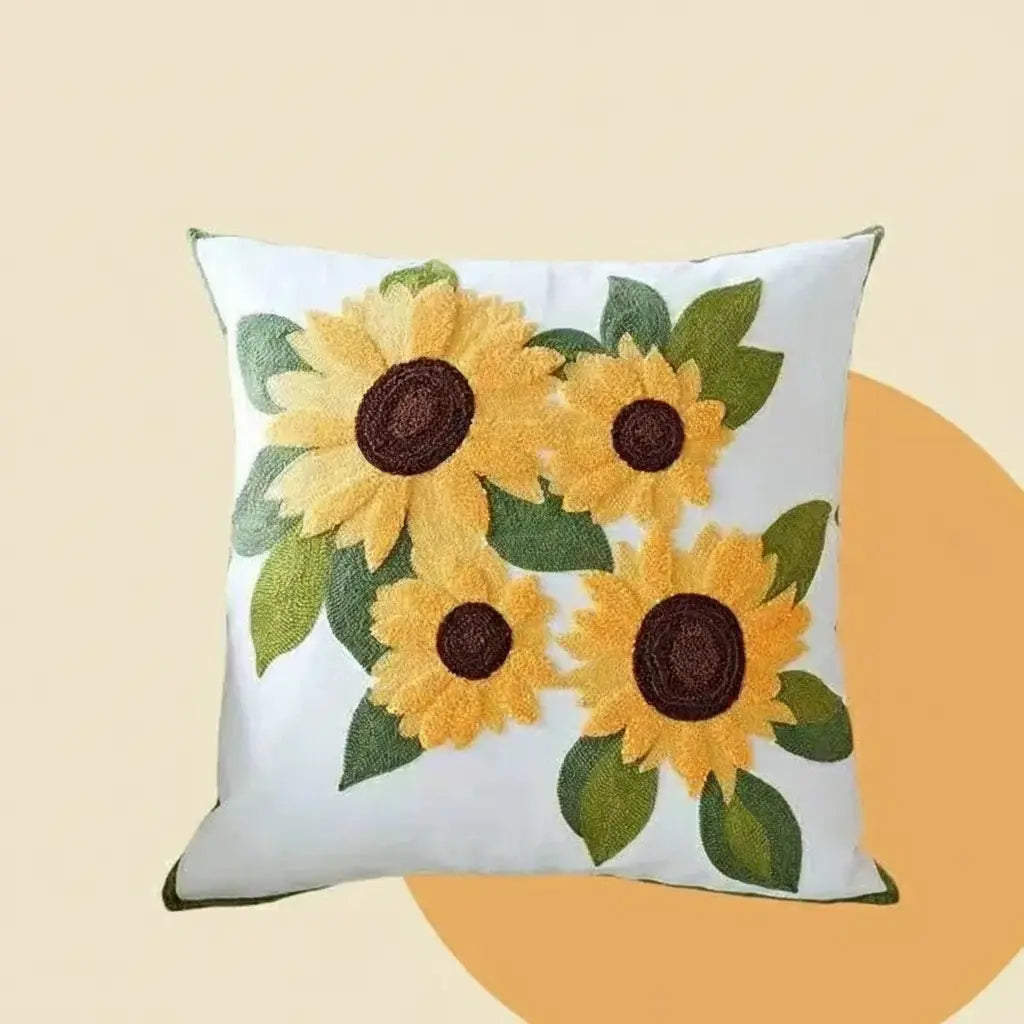 Grüne Blatt Stickerei Kissenbezug – Modernes Baumwolle 45x45cm