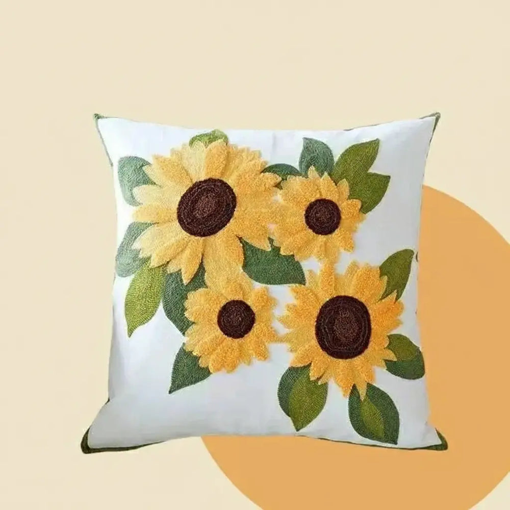 Grüne Blatt Stickerei Kissenbezug – Modernes Baumwolle 45x45cm