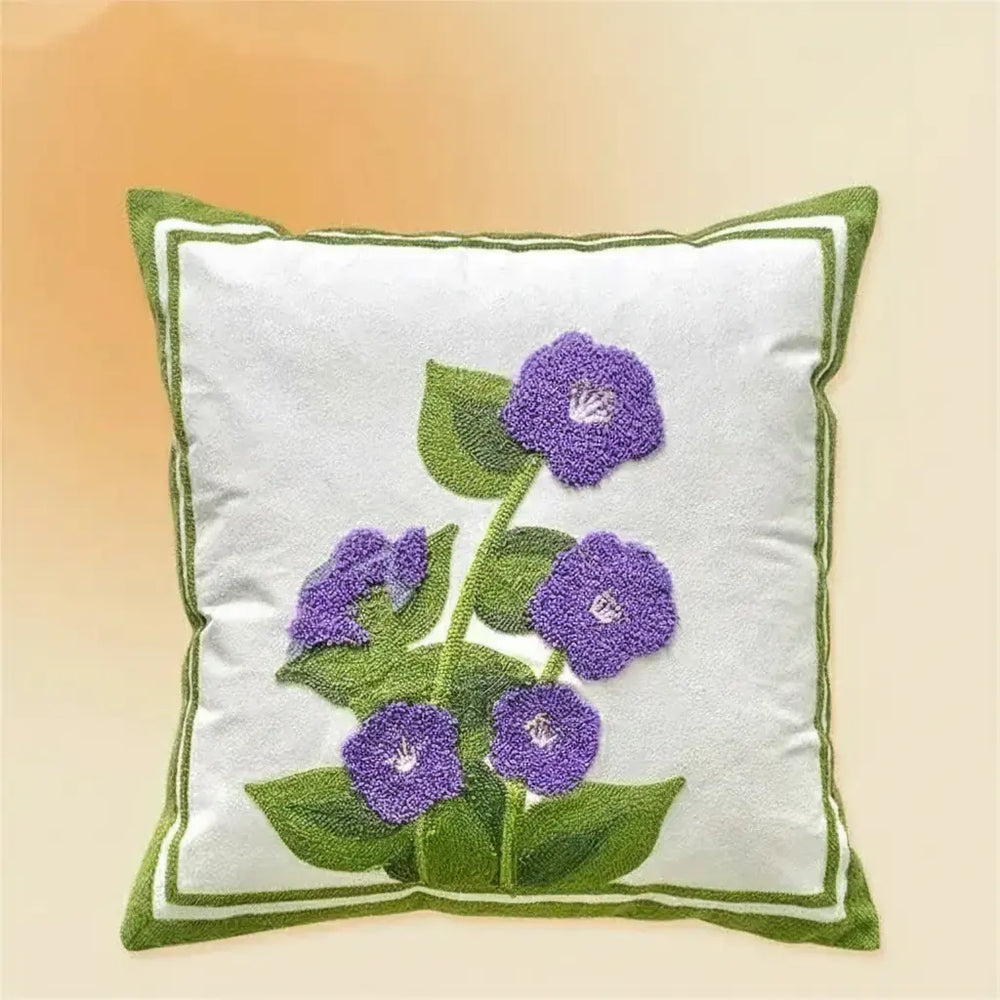 Grüne Blatt Stickerei Kissenbezug – Modernes Baumwolle 45x45cm