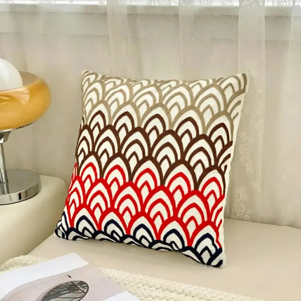 Grüne Blatt Stickerei Kissenbezug – Modernes Baumwolle 45x45cm