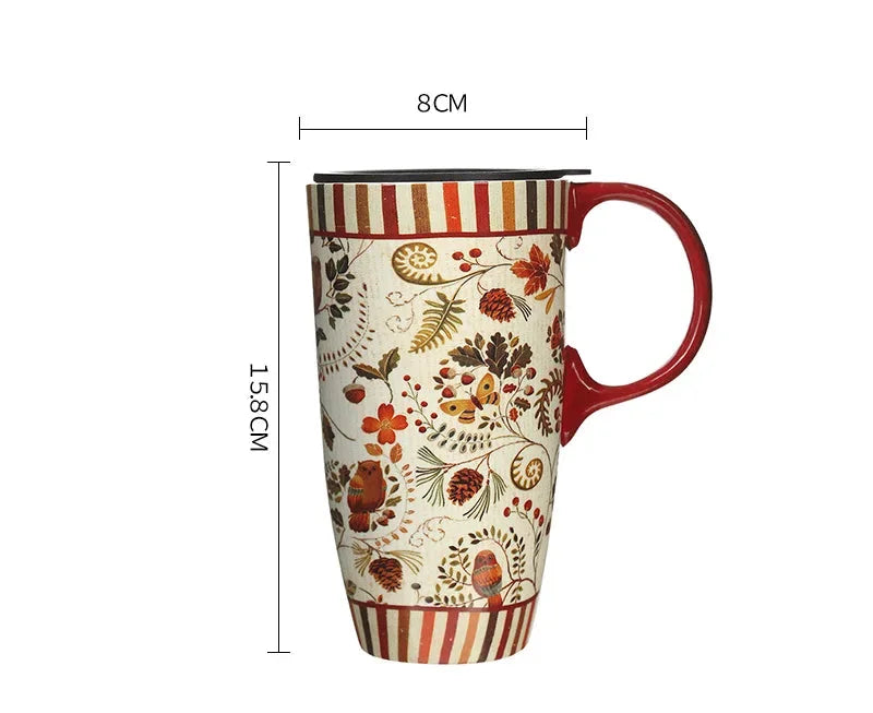 Kaffee Tasse – Keramik Cartoon mit Deckel – 500ml