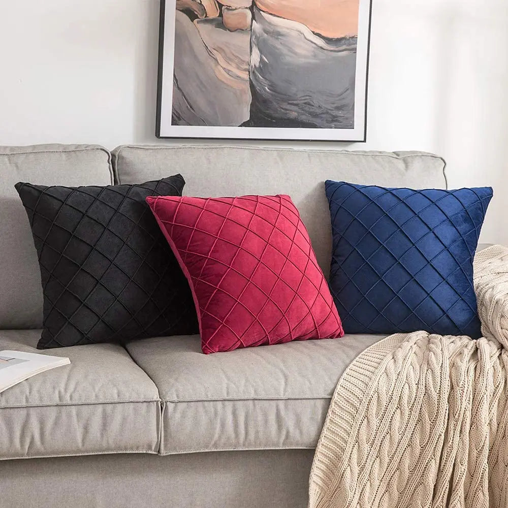 Geometrischer Kissenbezug – Samt Boho – 45x45cm
