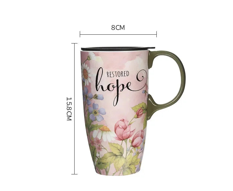 Kaffee Tasse – Keramik Cartoon mit Deckel – 500ml