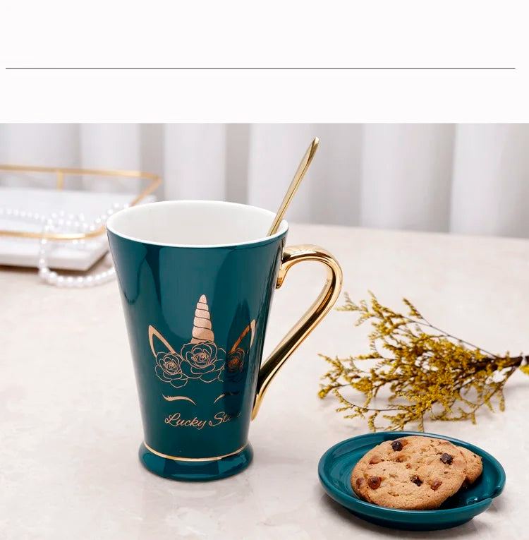 Zodiac Keramikbecher - Rosa Marmor Design, 400ml