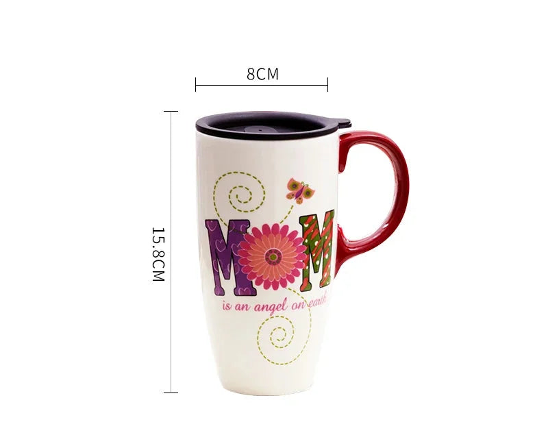 Kaffee Tasse – Keramik Cartoon mit Deckel – 500ml