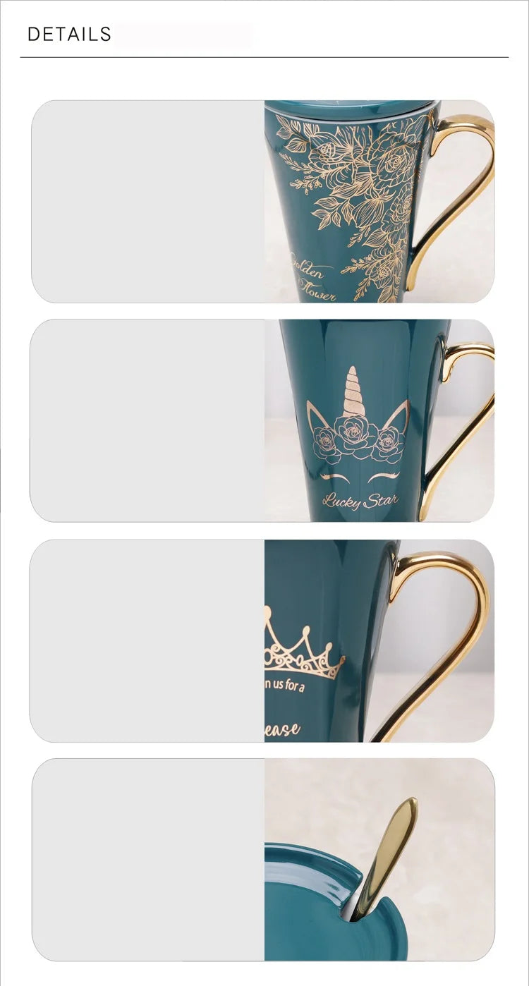 Zodiac Keramikbecher - Rosa Marmor Design, 400ml