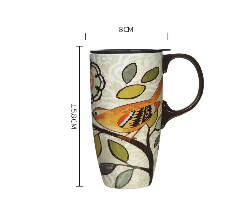 Kaffee Tasse – Keramik Cartoon mit Deckel – 500ml