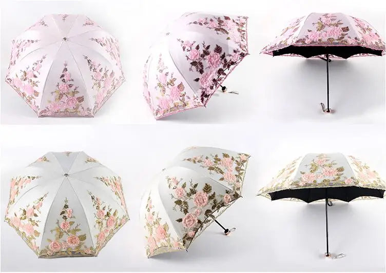 Doppellagiger Spitzen-Schirm – Elegantes Blumendesign