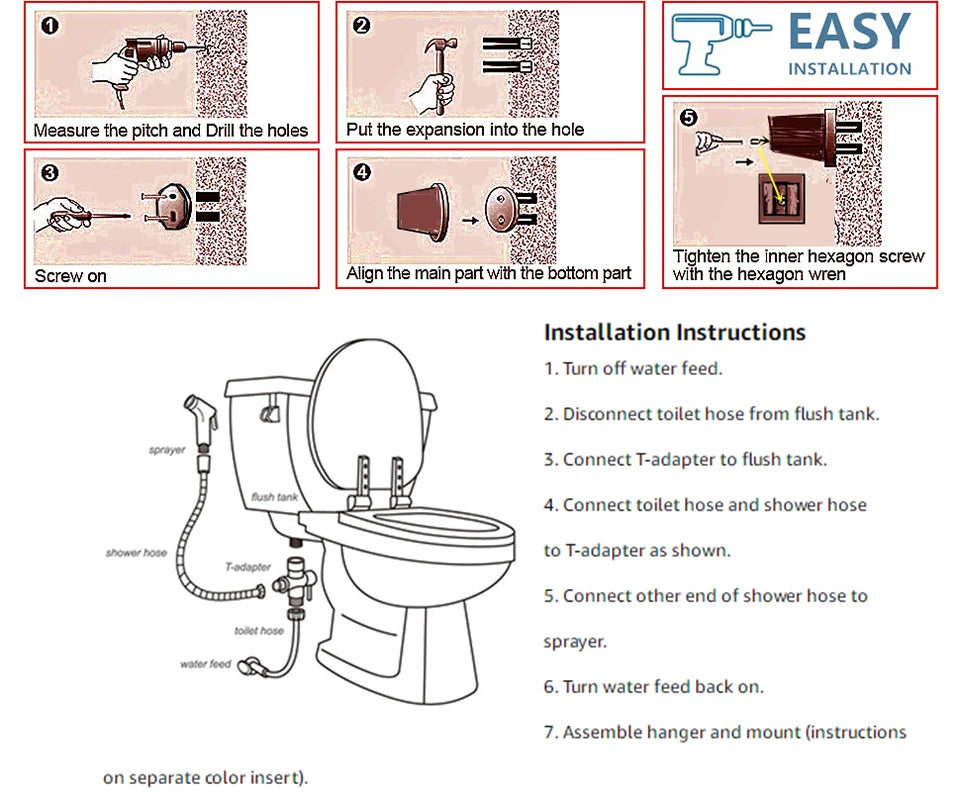 Bidet Sprüher – Messing Matt Finish Wandmontiert
