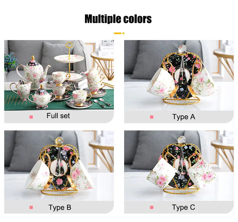 Teeset aus Bone China – Pastoralblume – Vielseitig