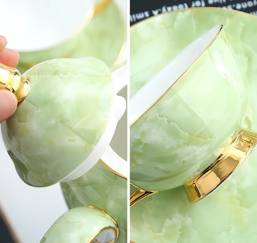 Nordisches Teekannenset – Keramik Handmade mit Goldeinlage