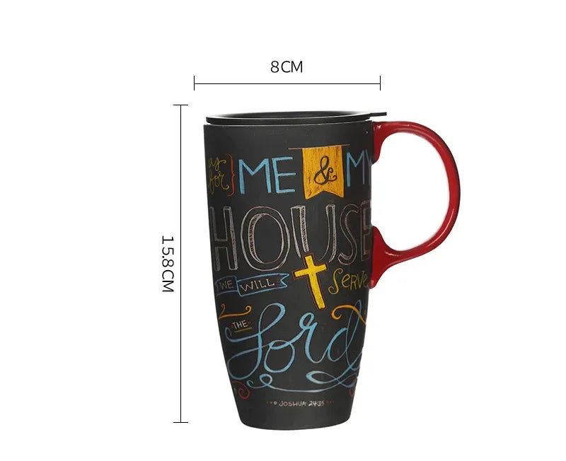 Kaffee Tasse – Keramik Cartoon mit Deckel – 500ml