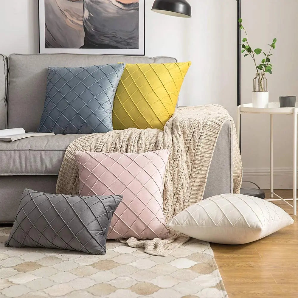 Geometrischer Kissenbezug – Samt Boho – 45x45cm