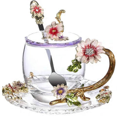 Emaillierte Teetasse – Modernes Glas mit Deckel 350ml