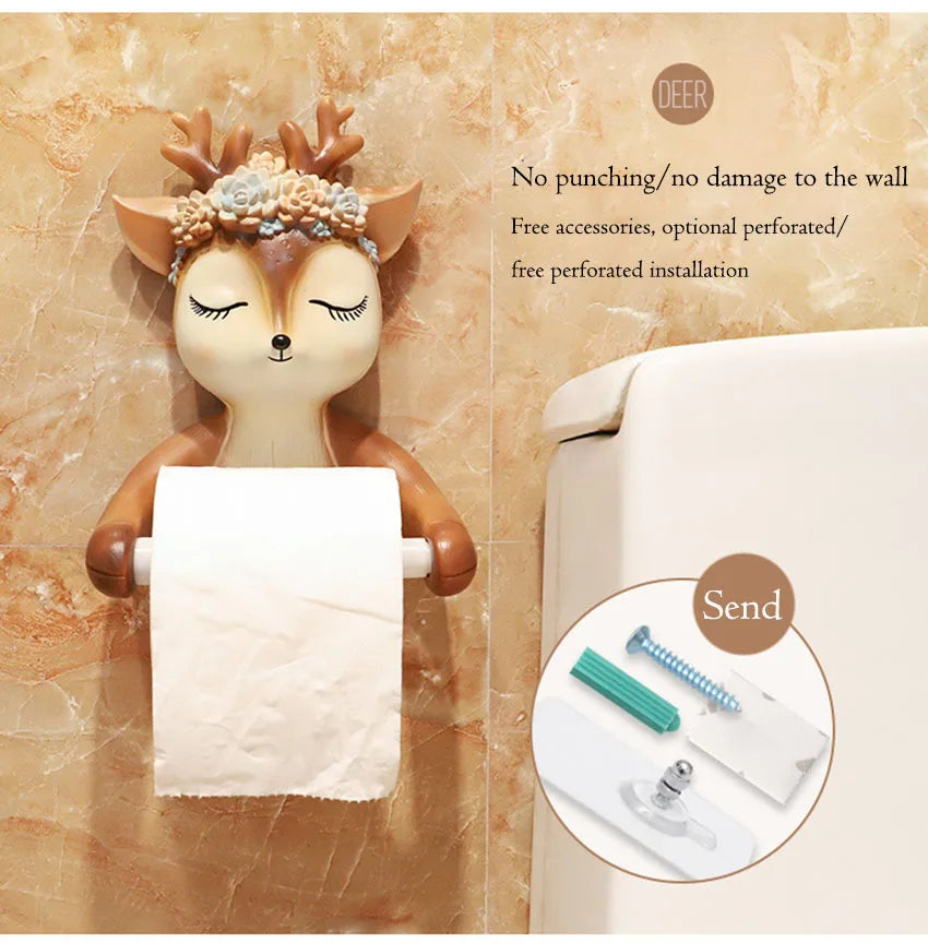 Cartoon Reh Papierhalter – Kreativ für die Wand