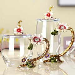 Emaillierte Teetasse – Modernes Glas mit Deckel 350ml