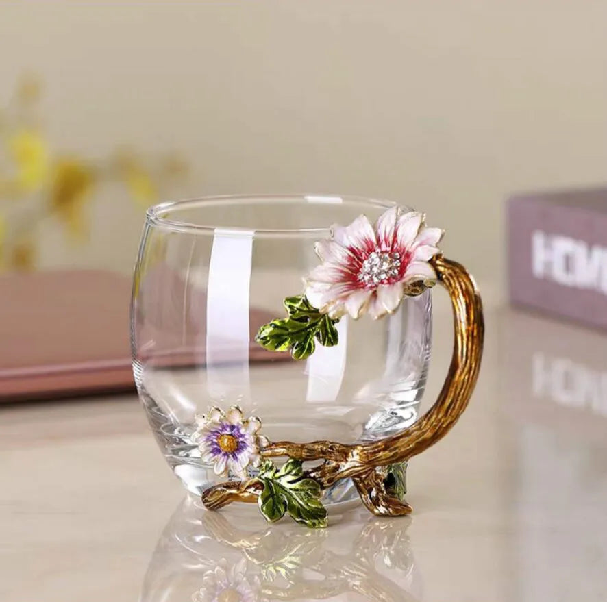 Emaillierte Teetasse – Modernes Glas mit Deckel 350ml