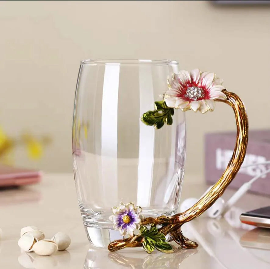 Emaillierte Teetasse – Modernes Glas mit Deckel 350ml