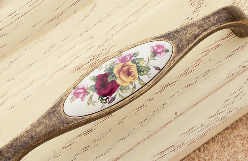 Vintage Möbelgriffe - Keramik & Zinklegierung - Antik Bronze