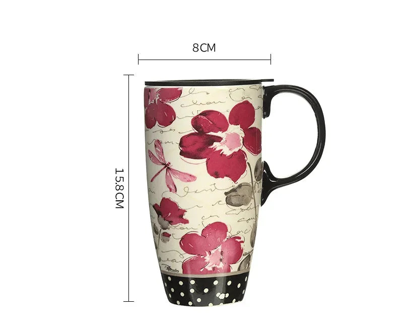 Kaffee Tasse – Keramik Cartoon mit Deckel – 500ml