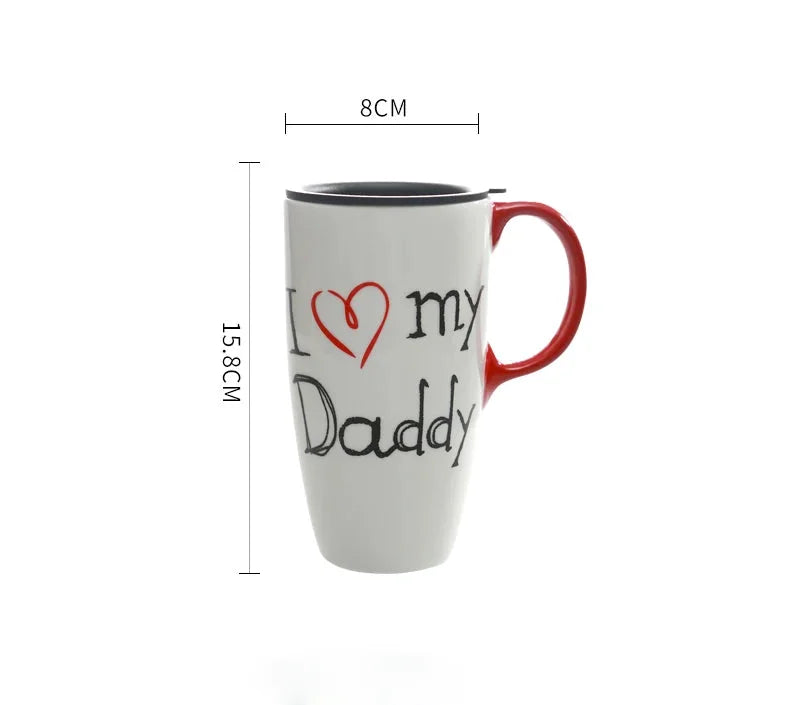 Kaffee Tasse – Keramik Cartoon mit Deckel – 500ml