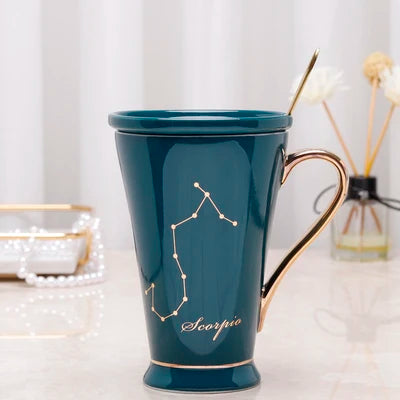 Zodiac Keramikbecher - Rosa Marmor Design, 400ml