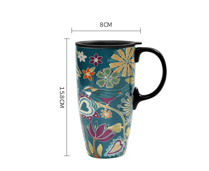 Kaffee Tasse – Keramik Cartoon mit Deckel – 500ml